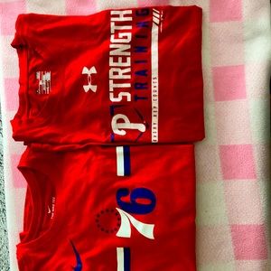Nike Philadelphia 76ers Shirt Size Xl and Under Armor Phillies Athletic T-shirt
